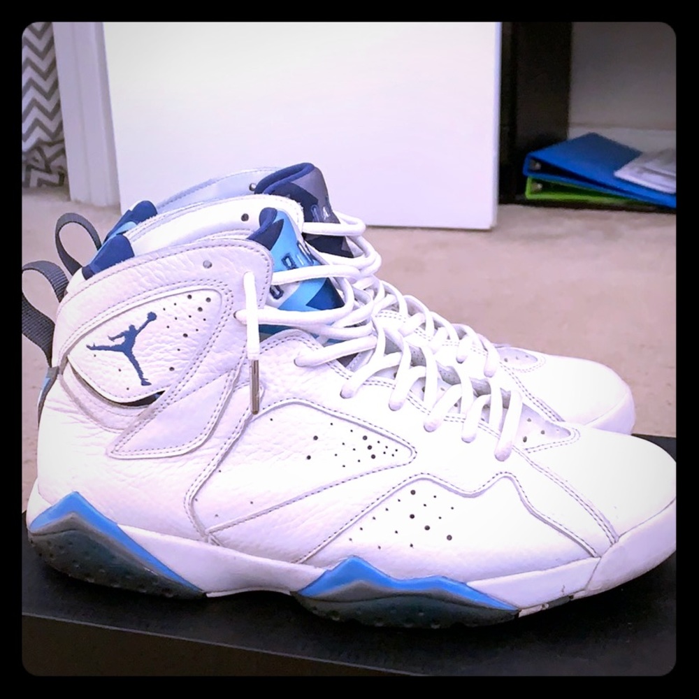 Jordan French Blue 7’s; light blue